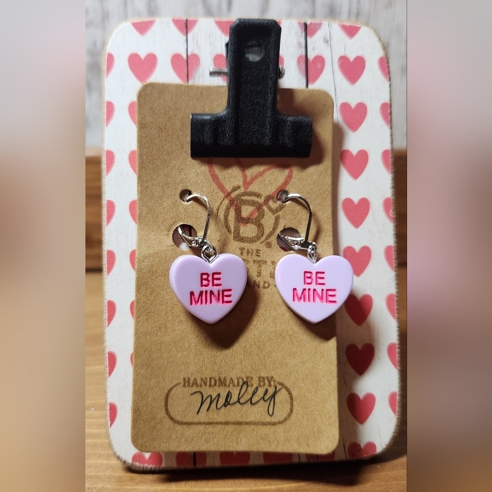 Handmade Purple Candy Valentine's Day Conversation Heart 'Be Mine' Earrings